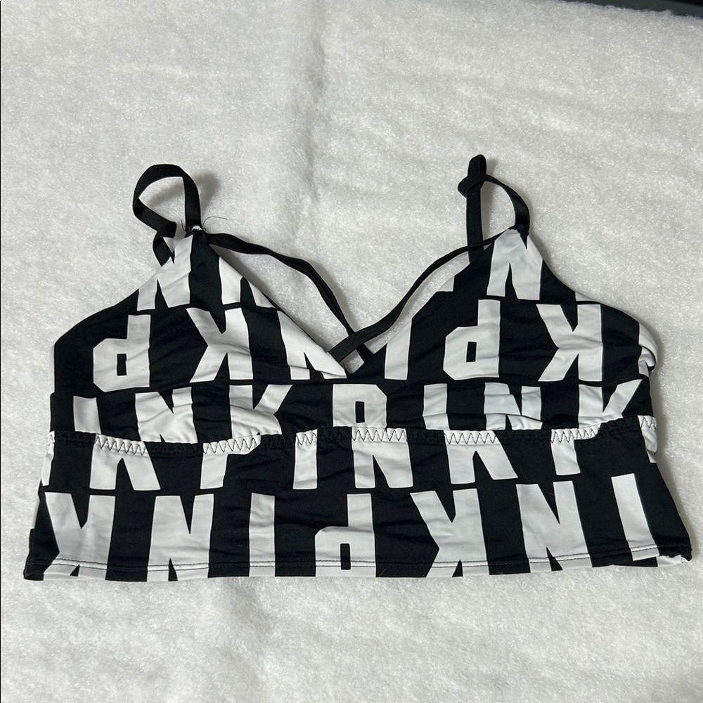 PINK Victoria's Secret Black and White Logo Sports Bra